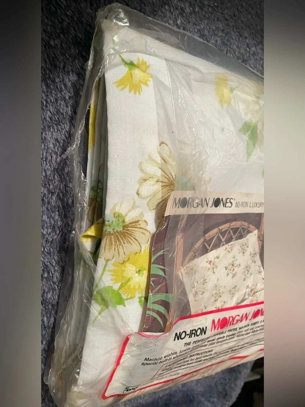 Morgan Jones Vintage No-Iron Luxury Muslin Twin Sheet White Yellow Green Floral